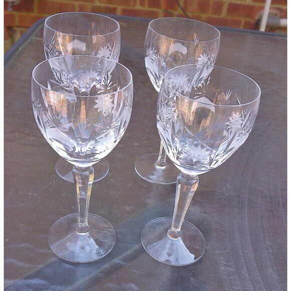 Vintage Lyngby Heidelberg Mouth Blown Crystal Red Wine Glasses Set of 4 - Picture 1 of 4